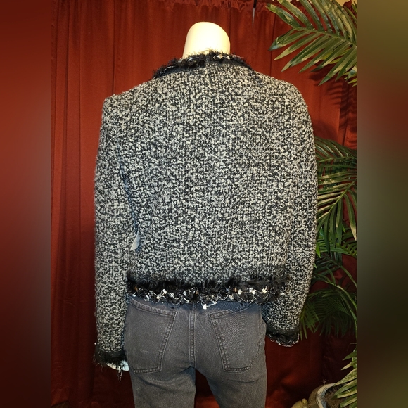 Karen Kane First Frost Cropped Boucle Tweed Jacket Women's Size Medium NWT - Picture 5 of 10